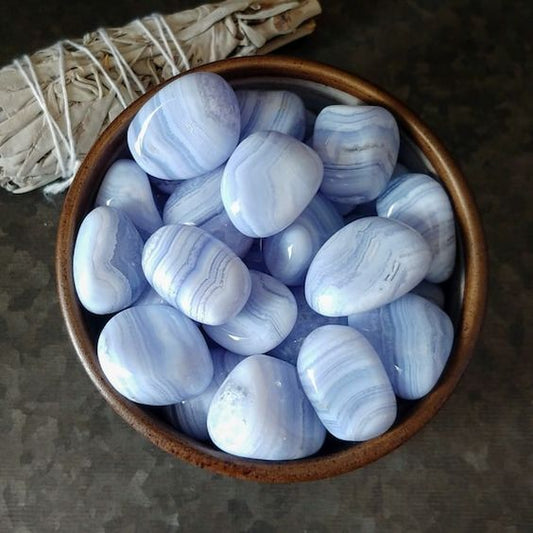 Blue Lace Agate Tumbled Stones