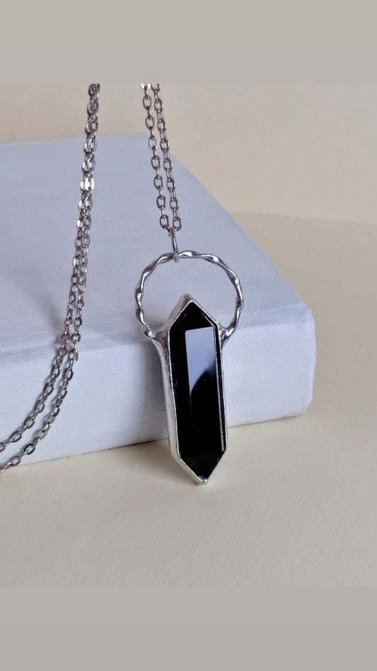 Black Obsidian Pendant (pure Silver)