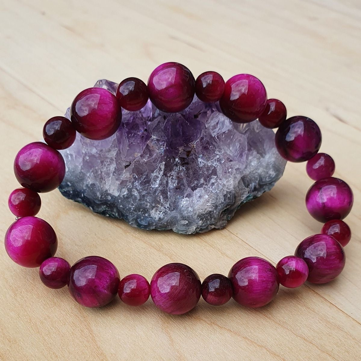 Pink Tiger Eye Duality Crystal Bracelet