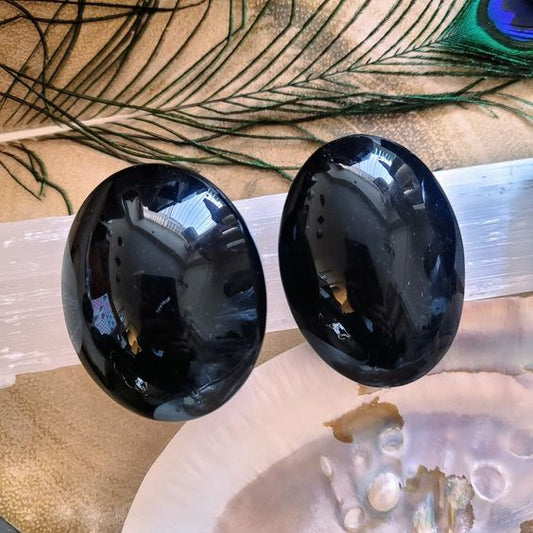 Black Obsidian Palm Stone