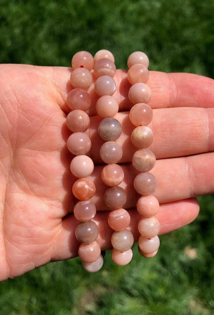 Peach Moonstone Crystal Bracelet