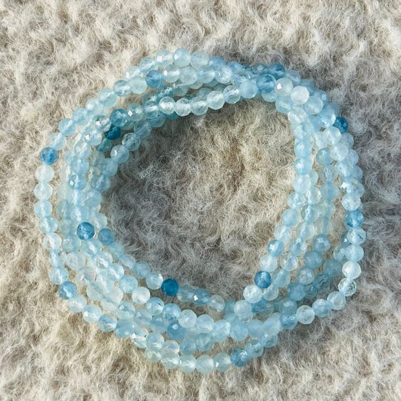 Aquamarine Faceted Crystal Bracelet (4mm)