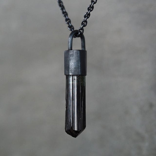 Black Tourmaline Pendant (Pure Silver)