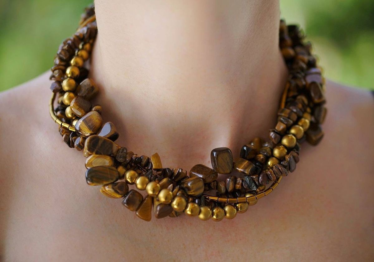 Tiger Eye & Gold Hematite Neckpiece