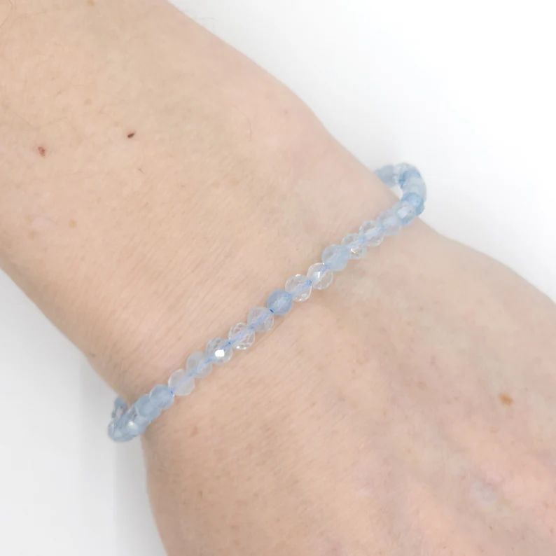 Aquamarine Faceted Crystal Bracelet (4mm)