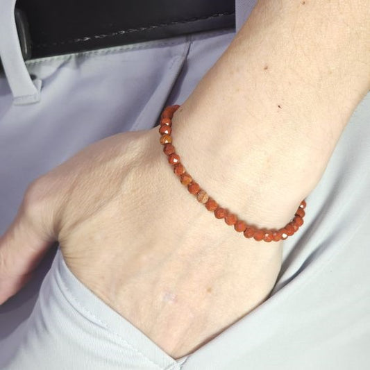 Red Jasper Faceted Crystal Bracelet (4mm)